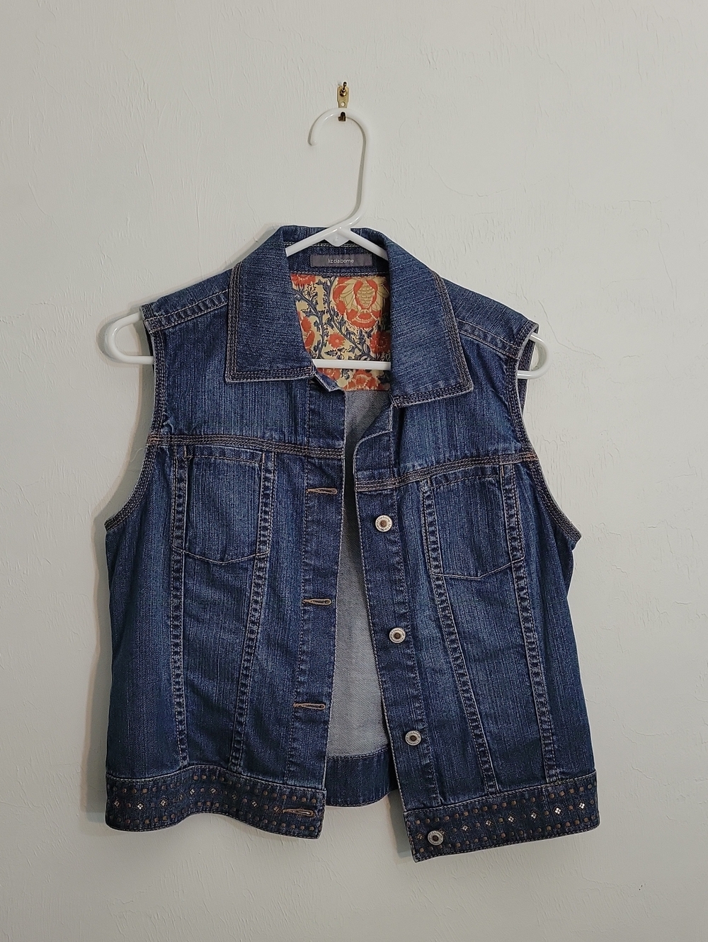 Liz Claiborne Blue Denim Sleeveless Vest with Decorative Hem